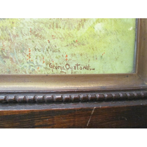 1065 - GEORGE OYSTON: Watercolour depicting a river scene with sailing dinghy and onlookers at the bank.  S... 