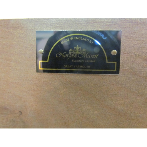 1111 - A Norfolk Manor twin pedestal mahogany desk, seven drawers, gilt tooled green leather insert, 77cm h... 