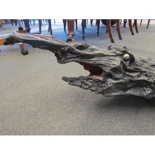 1117 - A driftwood crocodile sculpture, 155cm long