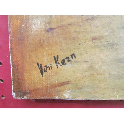 1124 - A 19th Century German oil on canvas depicting two elderly gentlemen playing instruments. Signed bott... 