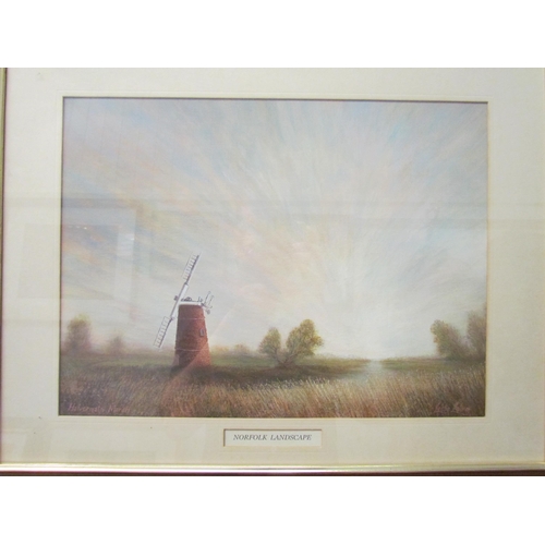 1137 - LESLIE LAING: Norfolk Landscape depicting a windmill and two prints 