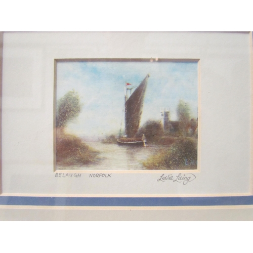 1137 - LESLIE LAING: Norfolk Landscape depicting a windmill and two prints 