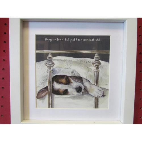 1141 - A set of three Anna Danielle designed prints of dogs, framed and glazed, 14cm x 14cm