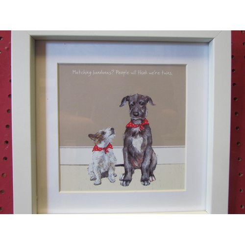 1141 - A set of three Anna Danielle designed prints of dogs, framed and glazed, 14cm x 14cm