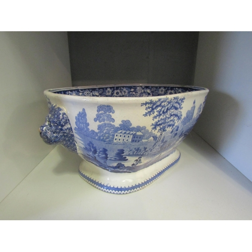 1280 - A collection of blue and white transfer ware to include graduating jugs, tureen lacking cover, small... 