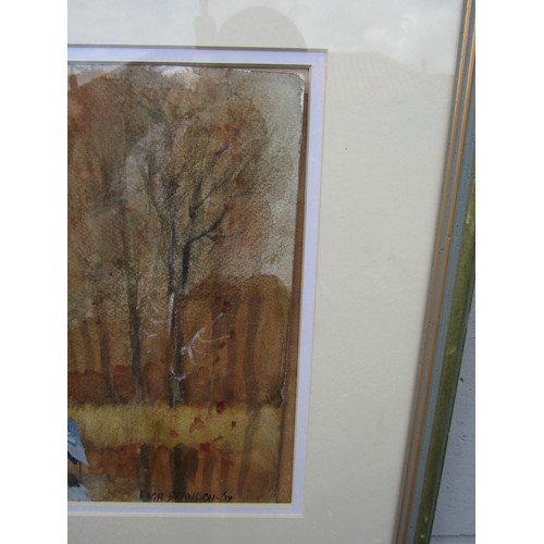 7073 - HUGH BRANDON COX (1917-2003) A framed and glazed watercolour - 'Autumn Fishing' depicting a standing... 