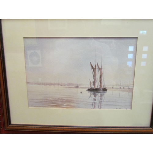 4041 - JIM HUGHES: A pair of watercolours depicting Thames barges, both signed lower right, framed and glaz... 