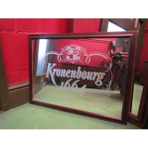 4103 - Two modern pub mirrors; Courvoisier and Kronenbourg 1664.  Largest - 80 x 50cm mirror plate