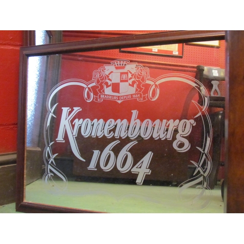 4103 - Two modern pub mirrors; Courvoisier and Kronenbourg 1664.  Largest - 80 x 50cm mirror plate