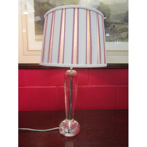 4137 - A facetted crystal table lamp with shade, 55cm tall  (R) £15