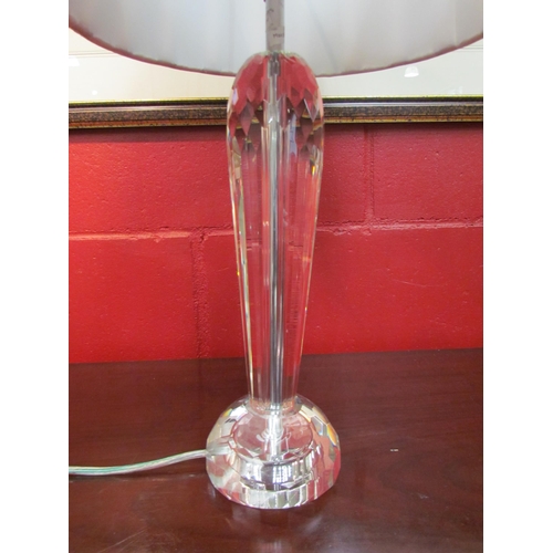 4137 - A facetted crystal table lamp with shade, 55cm tall  (R) £15