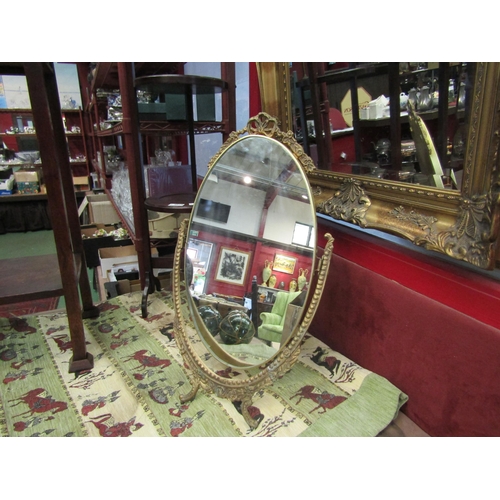 4201 - A decorative Mongolian tablecloth and a gilt easel frame mirror (2)