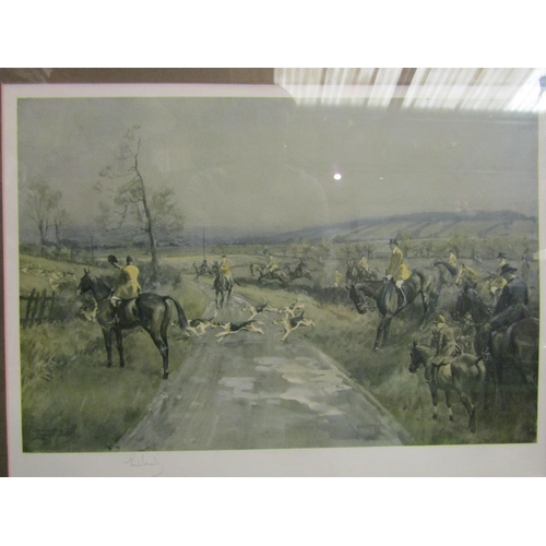 4446 - A pair of hunting prints after Lionel Edwards, signed to mount, framed and glazed, 33cm x 49cm image... 