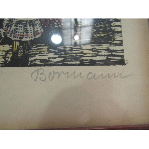 4452 - A signed print after Emma Bormann (1887-1974) 'Kindergung, Wien', framed and glazed, 24cm x 51.5cm i... 