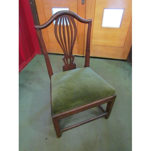 4022 - A 19th Century oak dining chair with pierced back splat on stretcher base, a/f    (E) £5-10