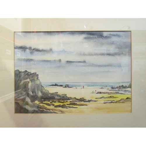 4056 - Two framed and glazed watercolours, JOAN BUNTON estuary scene, signed lower right, 27cm x 39cm image... 