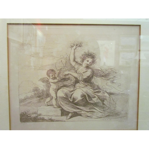 4058 - Francesco Bartolozzi, engraving Acis and Galatea, after Giovanni Battista Cipriani, framed and glaze... 