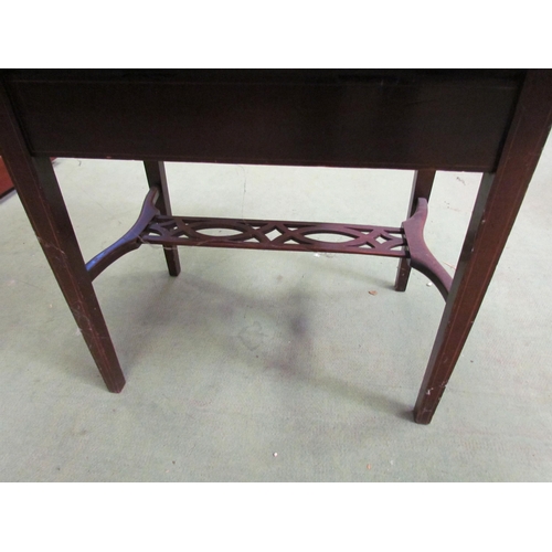 4082 - A Victorian mahogany low occasional table with decorative pierced stretcher, 55cm tall x 70cm long x... 