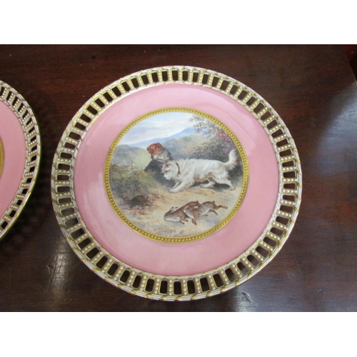 4112 - A pair of Royal Worcester Victorian hand-painted ribbon plates both painted by R.F. Perling,