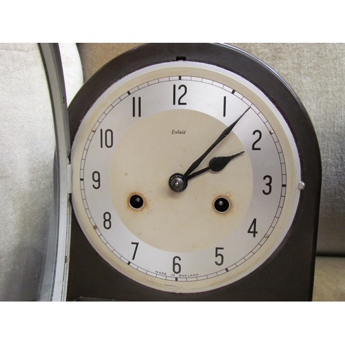 4121 - An Enfield mantel clock with key and pendulum and a slate architectural form mantel clock (2)