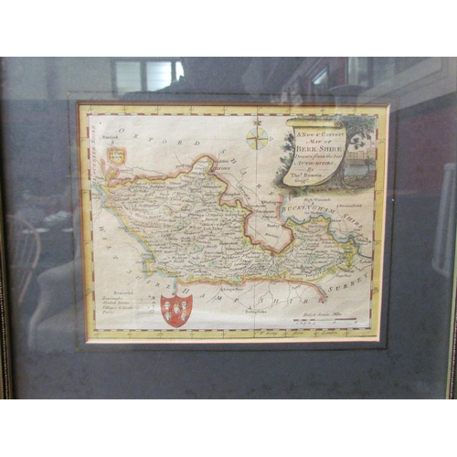 4132 - A printed map of Worcestershire, framed and glazed, 33cm x 24cm image size and a map of Berkshire, f... 