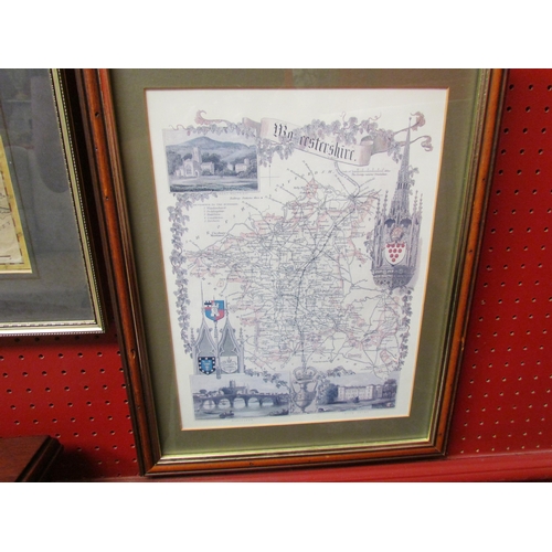 4132 - A printed map of Worcestershire, framed and glazed, 33cm x 24cm image size and a map of Berkshire, f... 