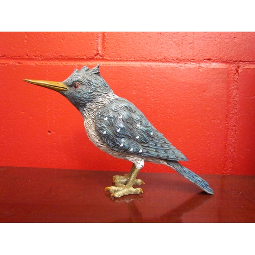 4141 - A cold painted bronze bird by Bergman with B stamped to tail. 20cm long x 14cm high