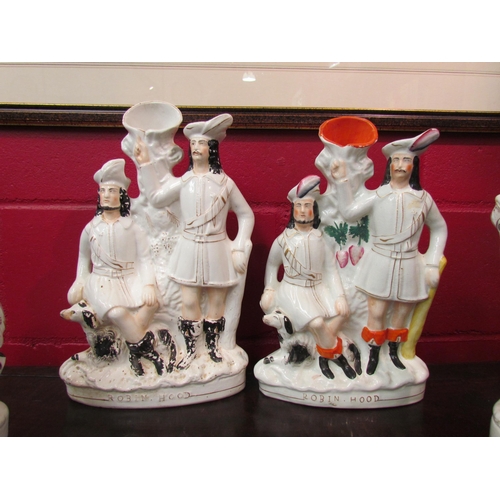 4148 - Four Staffordshire flat back figures including Robin Hood, a/f   (E) £10-20