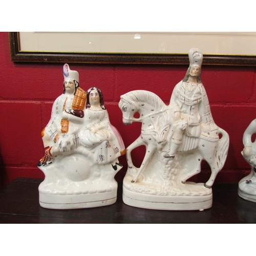 4148 - Four Staffordshire flat back figures including Robin Hood, a/f   (E) £10-20