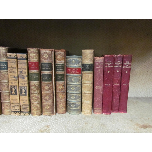 4151 - A selection of antiquarian mostly leather bound volumes including two volumes 