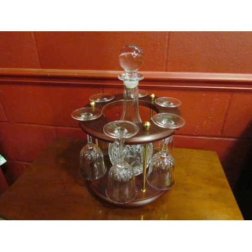 4182 - An Italian decanter and six crystal glasses on fitted stand