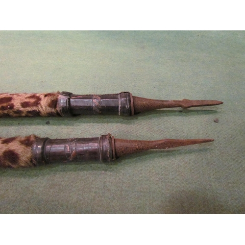 4197 - A pair of ethnic spears with animal fur sections   (R) £50