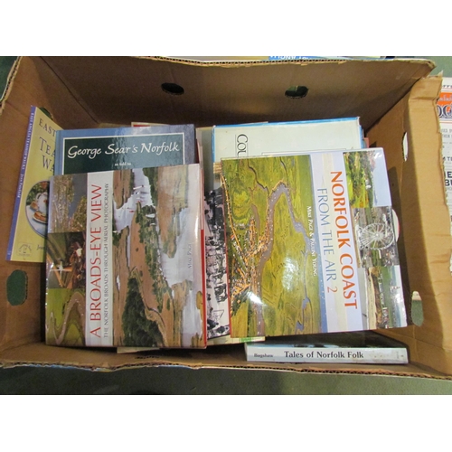 4243 - Two boxes containing Norfolk related books and a small quantity of 