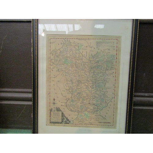 4271 - A framed map of Yorkshire East Riding 20cm x 26cm and a framed map of Derbyshire 25cm x 20cm (2)   (... 