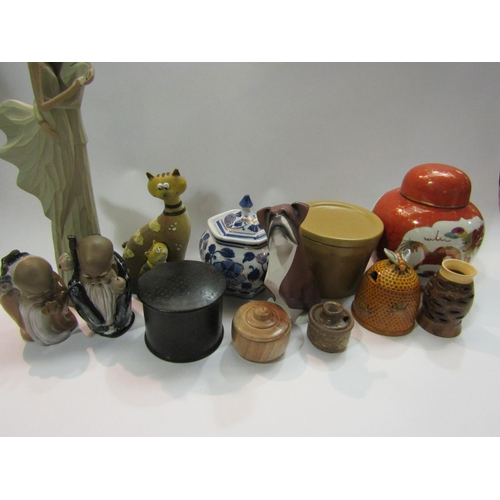 4274 - A pair of Sages, treen pots, ginger jar, figures, etc (14)   (R) £10