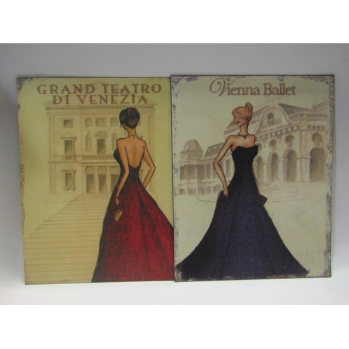 4284 - A set of three tin plate Fashion and Opera advertising signs, including 