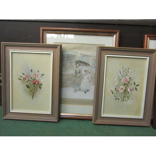 4287 - A selection of pictures and prints including Kevin Curtis oils of floral still-life studies and an A... 