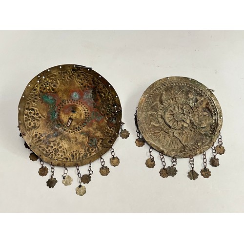 4334 - Two 19th Century Ottoman Turkish bridal head decorations, repousse with jewelled detail