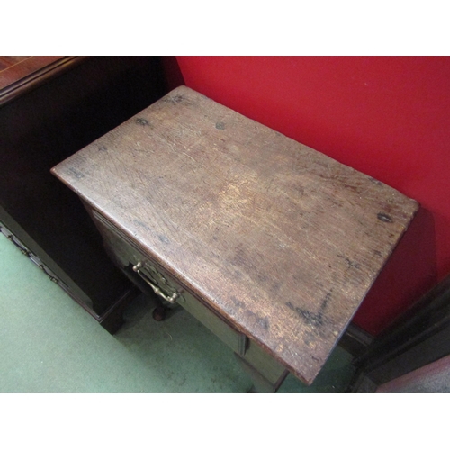 4100 - An oak side table with single drawer on cabriole legs to pad feet, a/f, 65cm tall x 45cm wide x 28cm... 