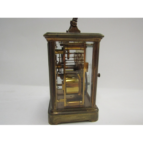 4329 - A French twin train carriage timepiece, 13cm tall