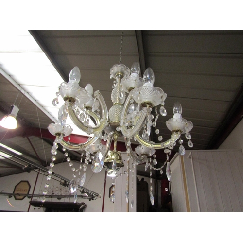 4471 - A modern six arm chandelier with droplets    (E) £15-20