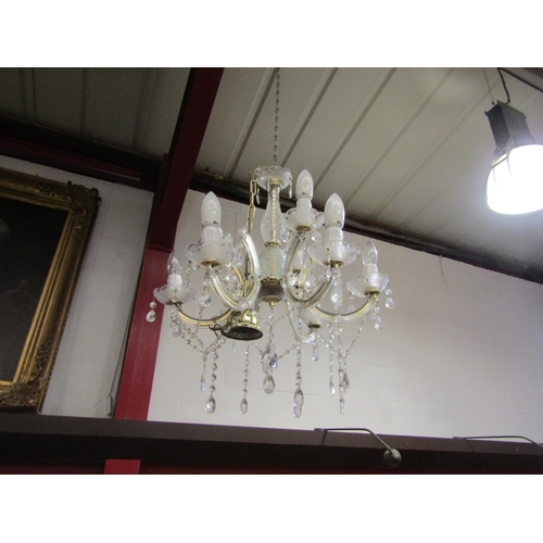 4471 - A modern six arm chandelier with droplets    (E) £15-20