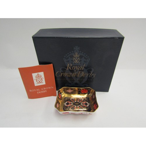 4349 - A Royal Crown Derby pin dish, 9cm x 7.5cm, boxed