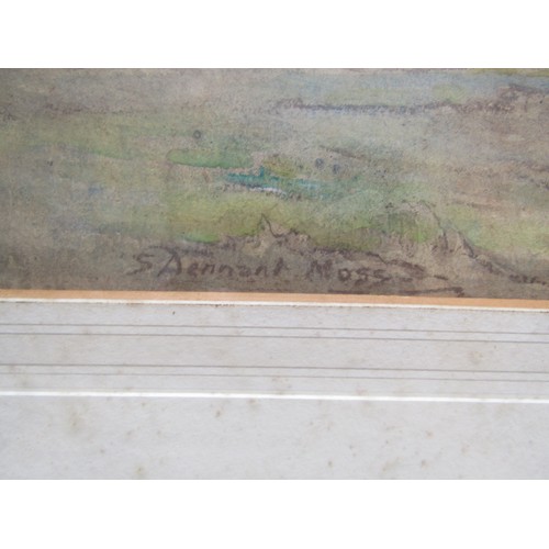 7016 - SIDNEY DENNANT-MOSS R.B.A (1884-1946) A framed and glazed watercolour. Downs landscape with ploughin... 