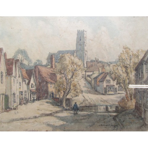 7015 - SIDNEY DENNANT-MOSS R.B.A (1884-1946) A framed and glazed charcoal and watercolour, Kersey Village, ... 