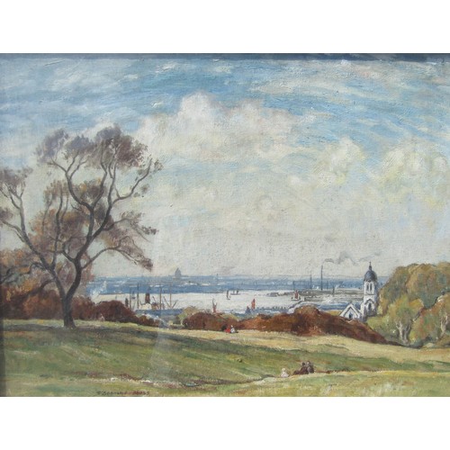 7013 - SIDNEY DENNANT-MOSS R.B.A (1884-1946) A framed and glazed oil on canvas, ‘From Greenwich Park’ with ... 