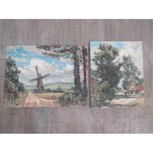 7011 - SIDNEY DENNANT-MOSS R.B.A (1884-1946) Four unframed oils on canvas, various landscapes including win... 