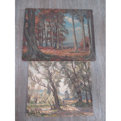 7011 - SIDNEY DENNANT-MOSS R.B.A (1884-1946) Four unframed oils on canvas, various landscapes including win... 