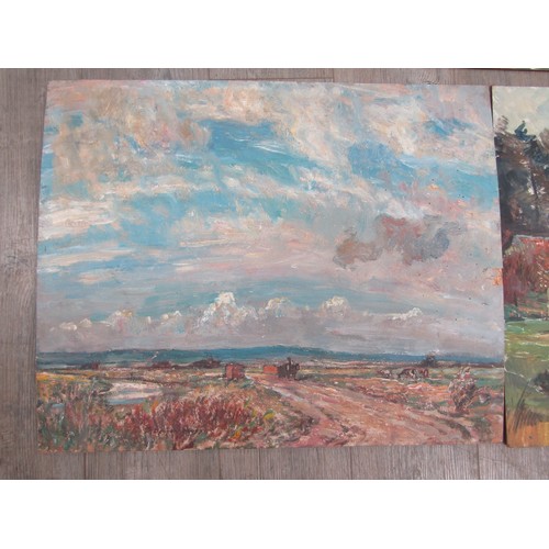 7010 - SIDNEY DENNANT-MOSS R.B.A (1884-1946) Three unframed oils on board. Landscapes including Wymondham A... 