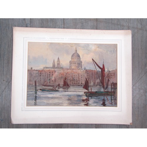 7001 - SIDNEY DENNANT-MOSS R.B.A (1884-1946) A mounted watercolour of St Pauls Cathedral, London, from Sout... 